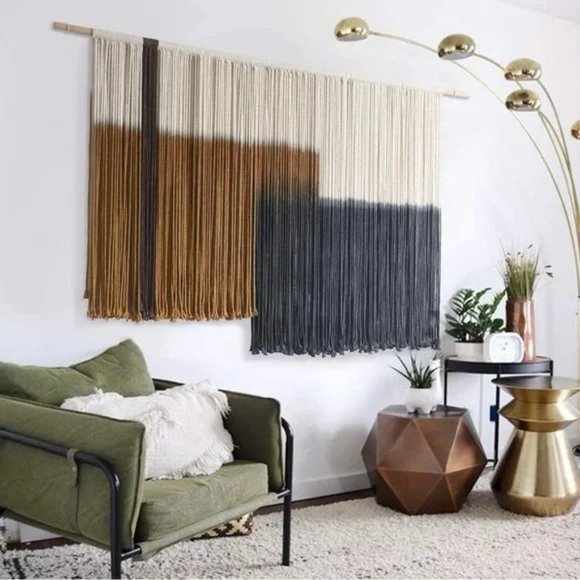Anthropologie Large XL Boho Tapestry Macrame Woven Dyed Yarn Wall Hanging - 60" - Picture 1 of 10